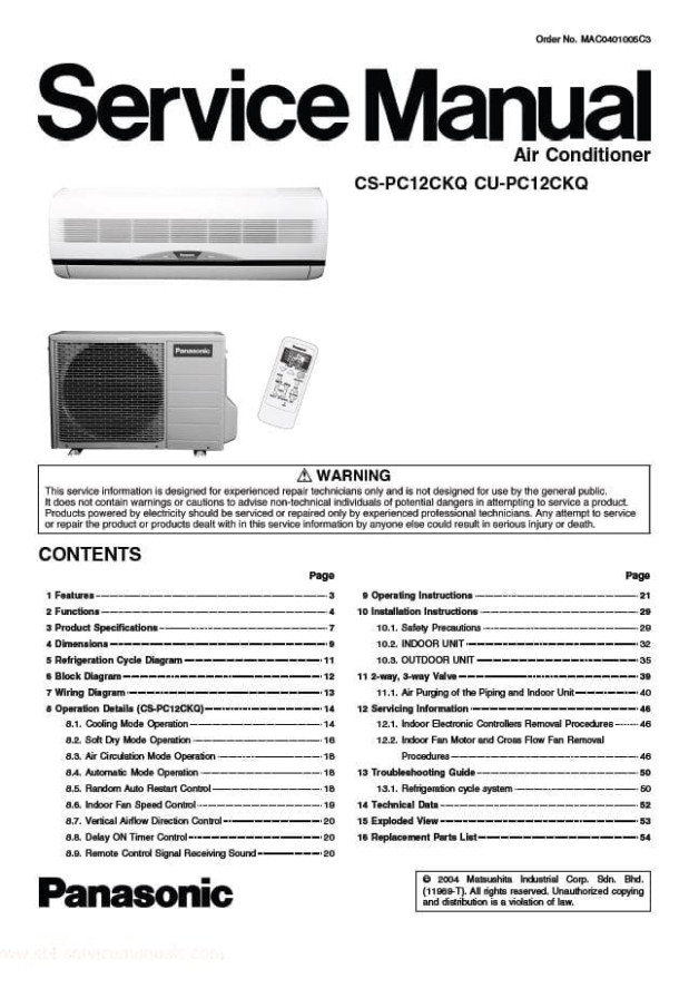 CS-PC12CKQ, CU-PC12CKQ